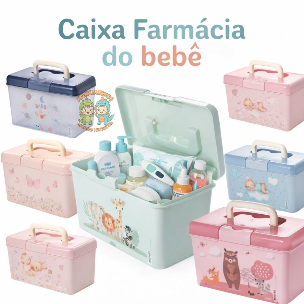 Caixa Organizadora Farmácia 1,7 Litros Farmacinha do Bebê Maletinha para Remédios