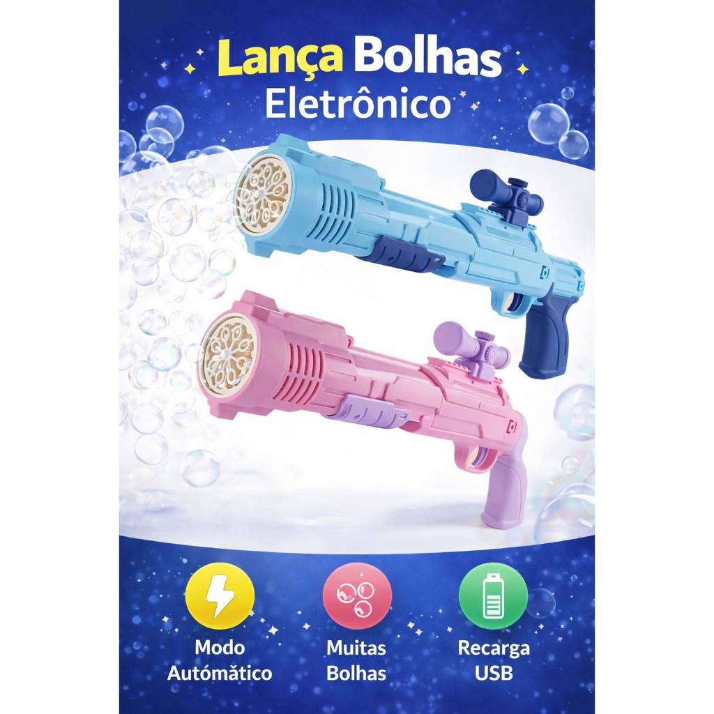 Brinquedo Infantil Lança Bolhas de Sabão Automático | Máquina Elétrica de Bolhas | Diversão para Festa e Verão