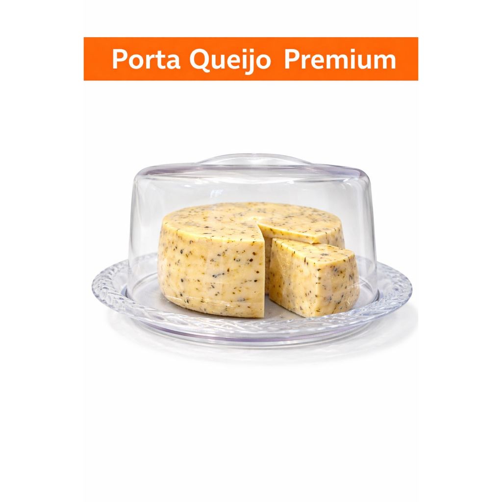Porta Queijo Queijeira Transparente Protetora Café Da Manhã Cristal Acrílico Com Tampa Premium
