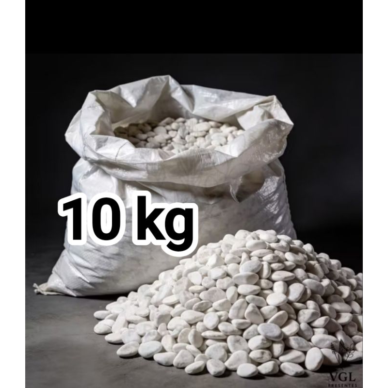 Seixo Branco Dolomita Pedra Branca Para Jardim Vaso 10kg Natural Jardinagem Canteiro Caminho
