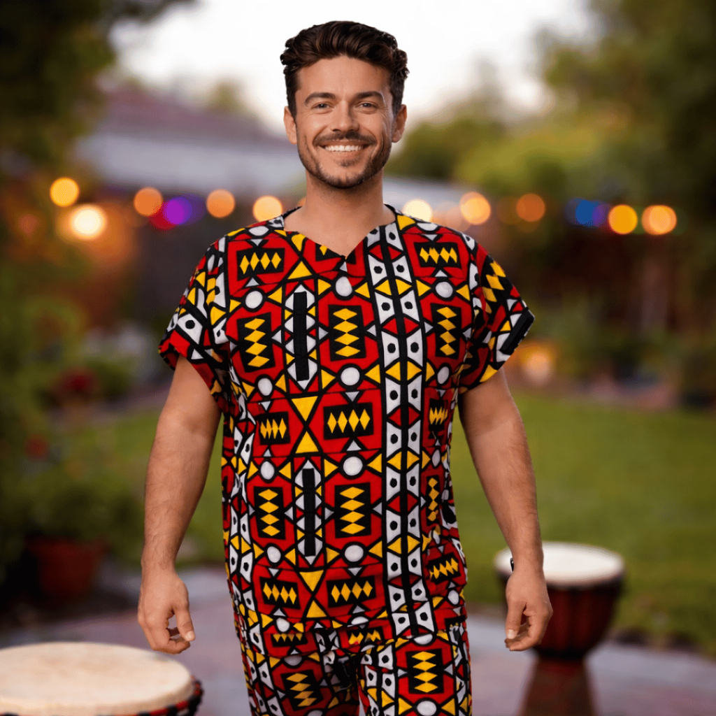 Conjunto Roupa Umbanda Candomblé Ankara Estampado Africano Colorido Masculino Premium Entrega Rapida
