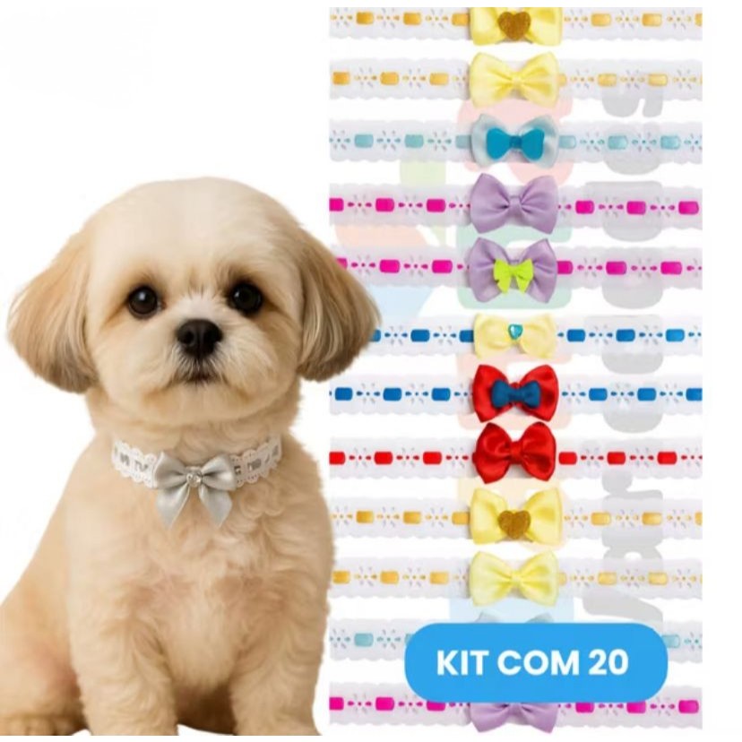 Colar, Gargantilha Para Cachorro com 20,40 ou 60 Unidades Para Banho E Tosa