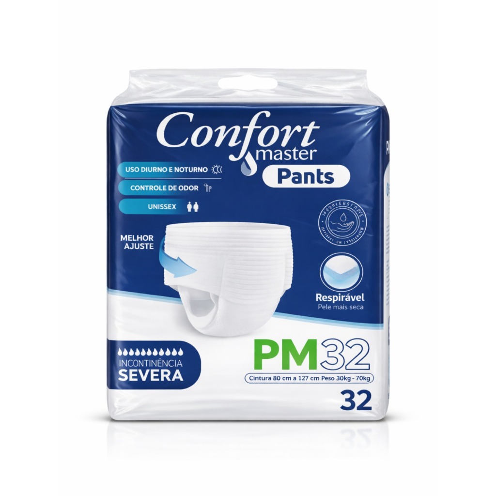Fralda Calça Geriátrica Confort Master Pants | P/M | 32 Unid | Incontinência Adulta