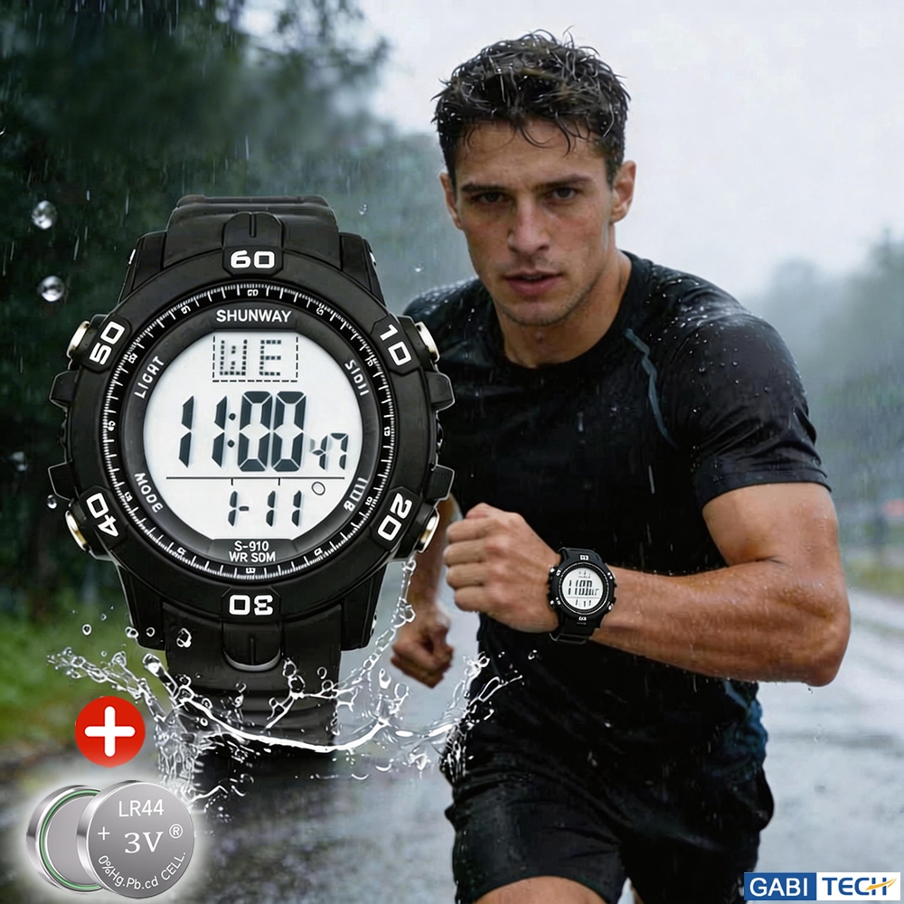 Relógio À Prova Dágua Digital Masculino Diário Eletrônico Esportivo Luminoso Multifuncional Uso Estilo Esportivo