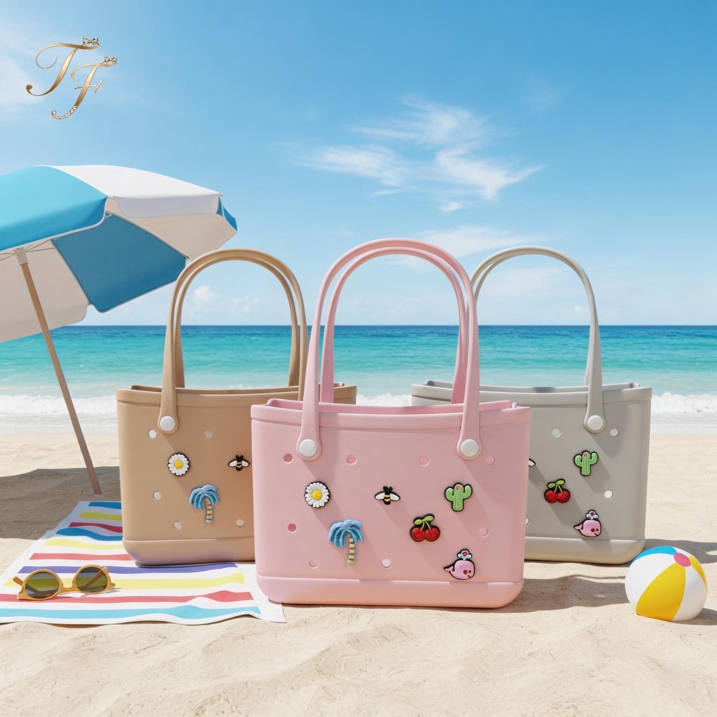 Bolsa EVA Furadinha Feminina com Enfeites DIY – Impermeável, Lavável, Estilo Verão