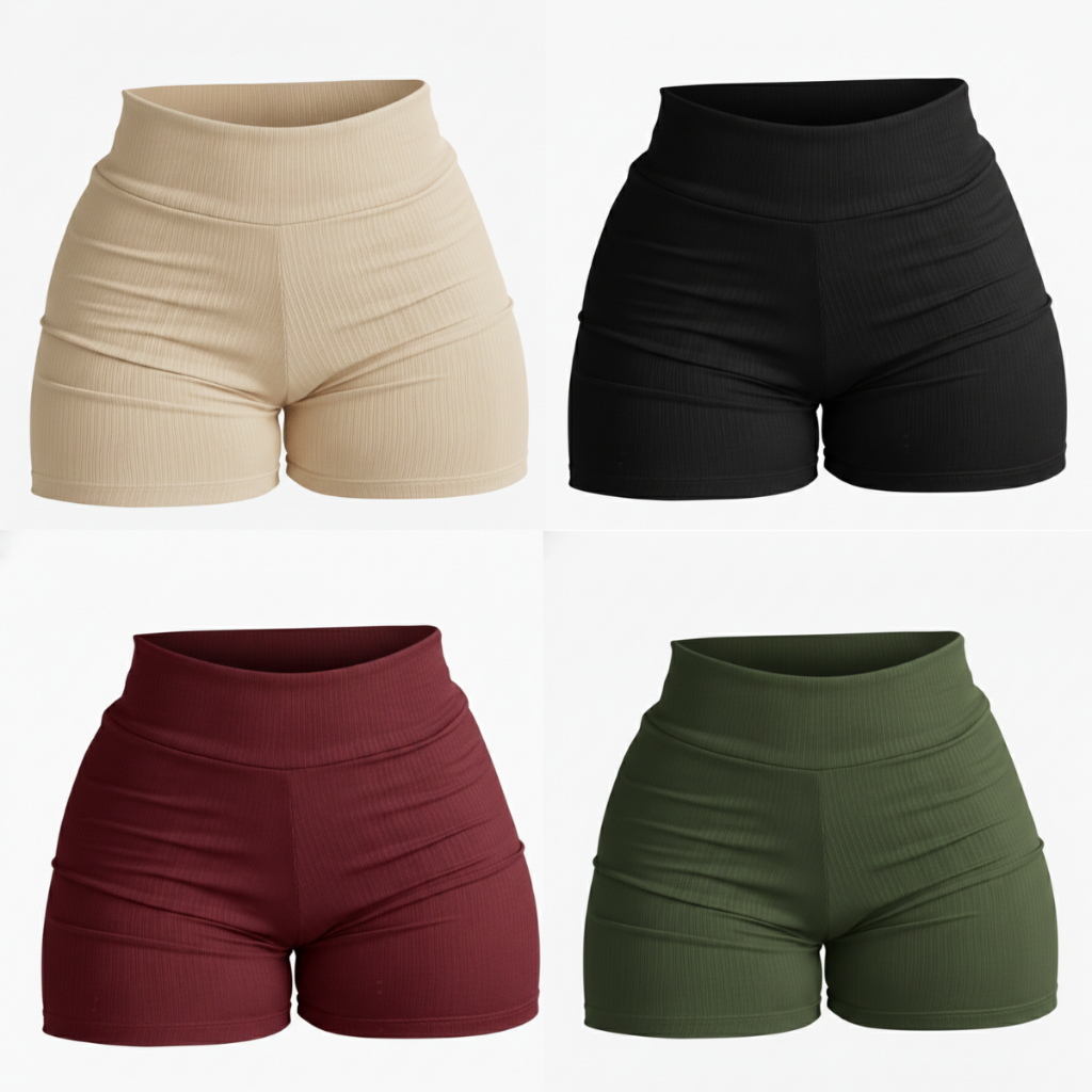 Shorts Fitness Anarruga Canelado Cos Alto Feminino  Zero Transparência