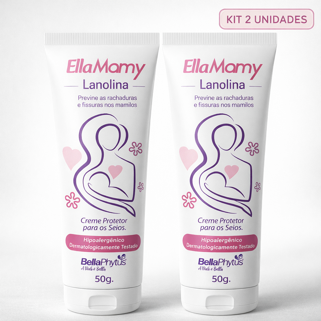 Ellamamy Creme de Lanolina 50g Kit 2 Unid - Proteção para os seios Previne Rachaduras e Fissuras