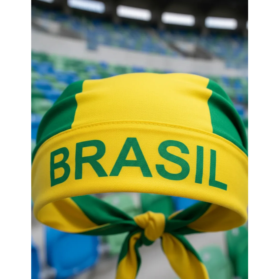 Bandana Faixa Em Tecido Brasil Copa Do Mundo Amarelo/verde