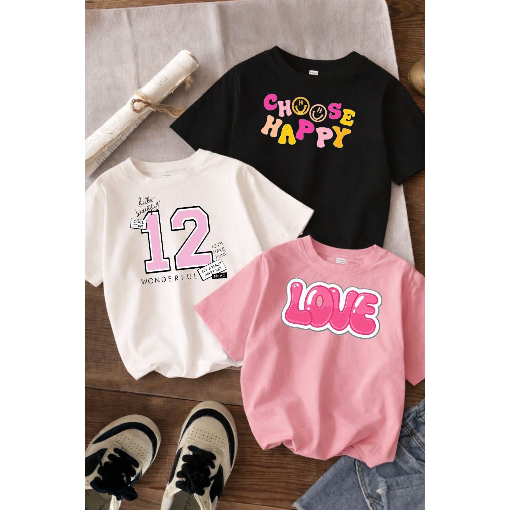 Kit 3 Camisa Infantil Criança Menina Blusinha Feminina Básica 100% Algodão Leve Macio