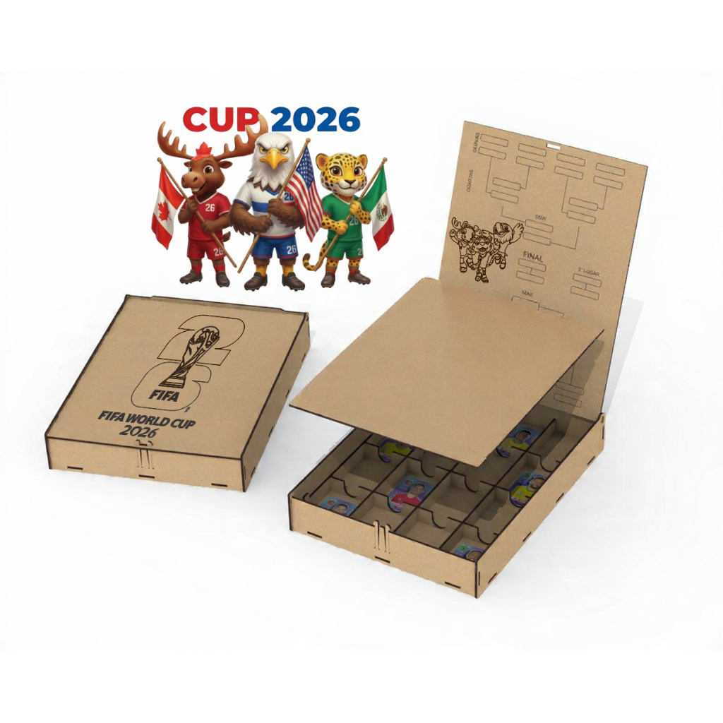 Porta Figurinha Caixa Organizadora Mdf Álbum copa USA