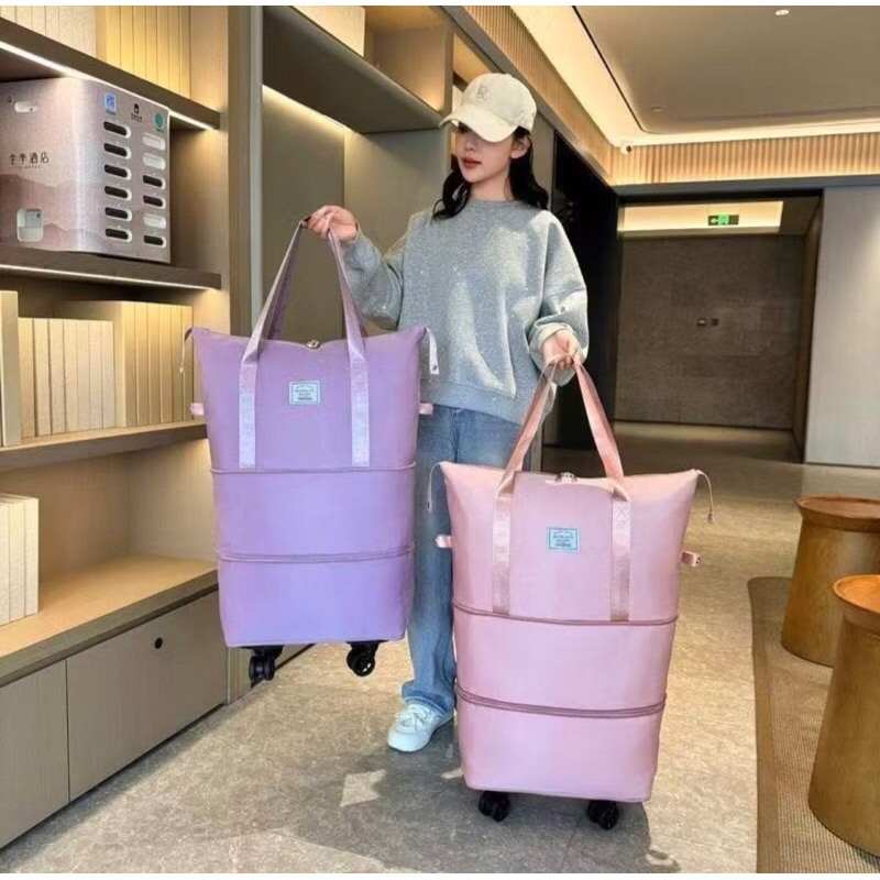 Bolsa de Viagem Dobrável com Rodinhas, Impermeável e Grande Capacidade Expandível