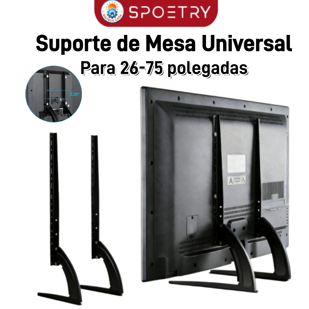 Suporte de Mesa Universal para TV 26-75 polegadas Sem Furação Instalação conveniente