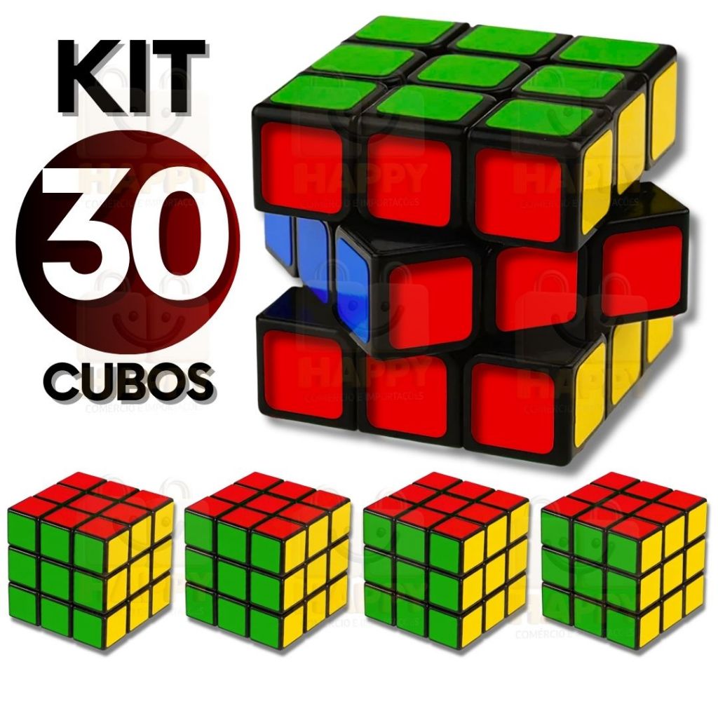 Kit 30 Cubo Mágico 5x5 cm Passatempo Desafio Quebra Cabeça para Todas Idades