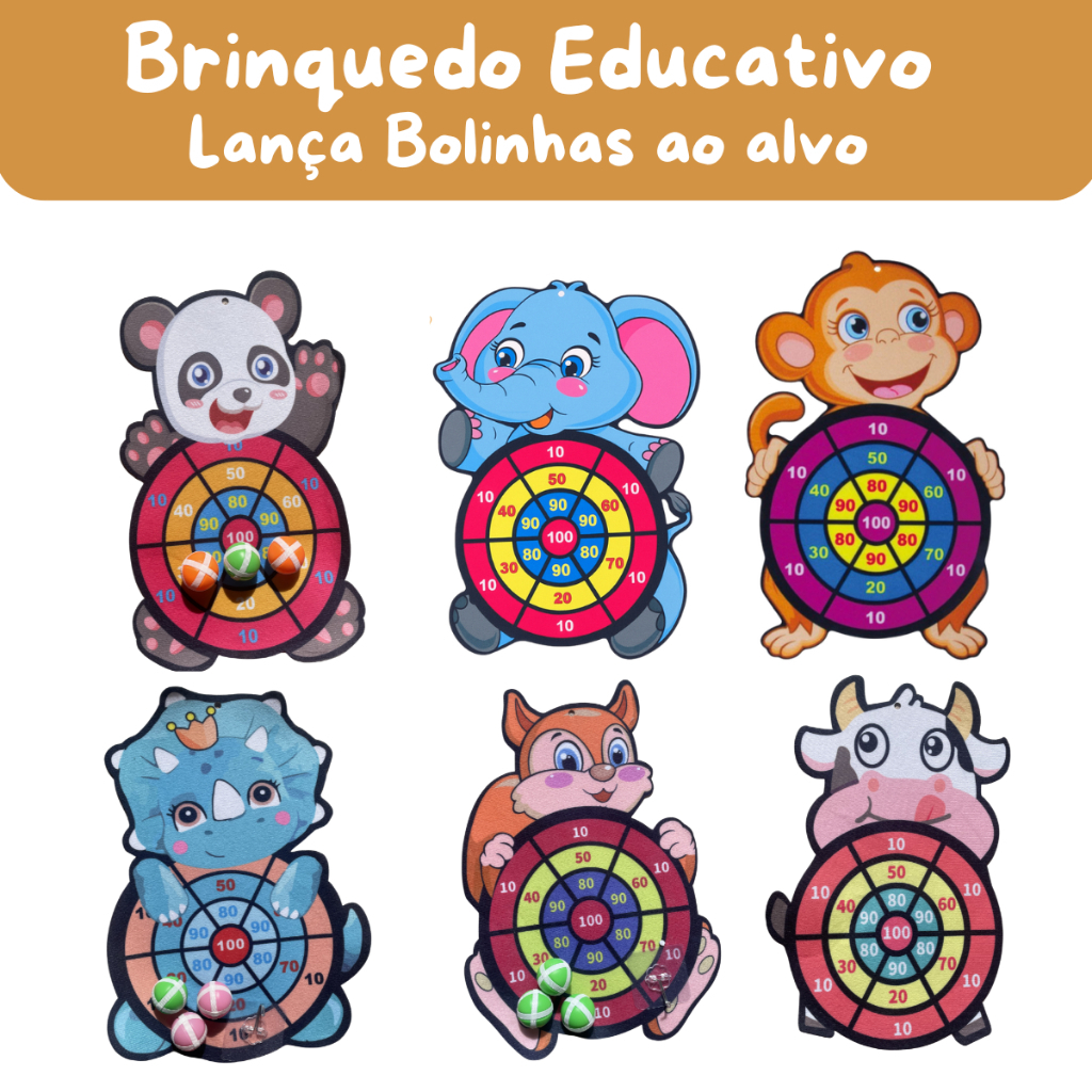 Brinquedo Infantil Tiro ao Alvo com Bolinhas de Velcro Jogo Educativo Interativo para Coordenação Motora e Diversão