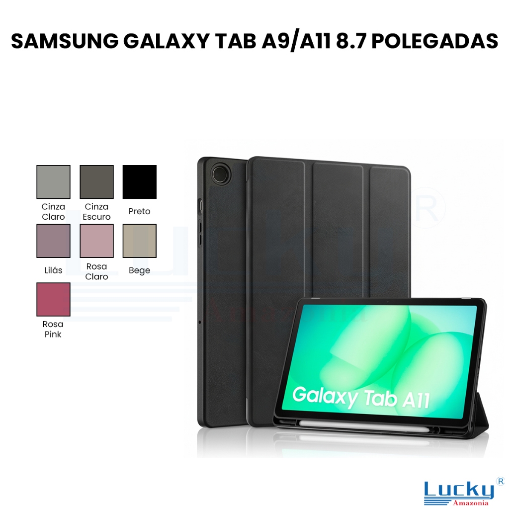 Capa Galaxy Tab A9 A11 8.7 Smart Cover Auto Wake Anti Impacto com Suporte Case Reforçada Proteção