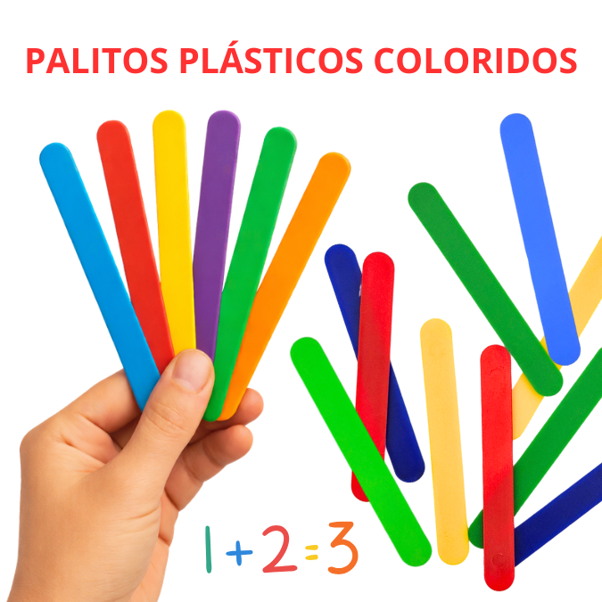 Kit 50 Peças Palitos Matemáticos Plásticos Coloridos Picolé Contagem Montessori Educativo