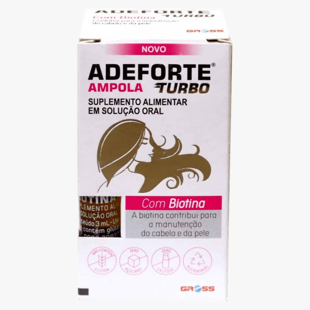 Adeforte Ampola Turbo Com Biotina Suplemento Alimentar Solução Oral Cabelo e Pele