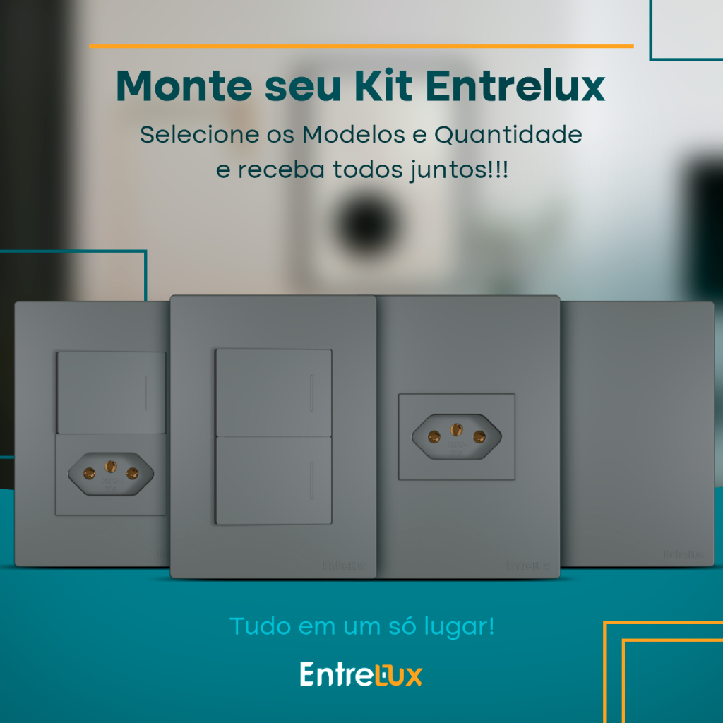 Interruptor 10A e Tomadas 10A 20A - Simples e Paralelo 4x2 Cor Cinza Escuro