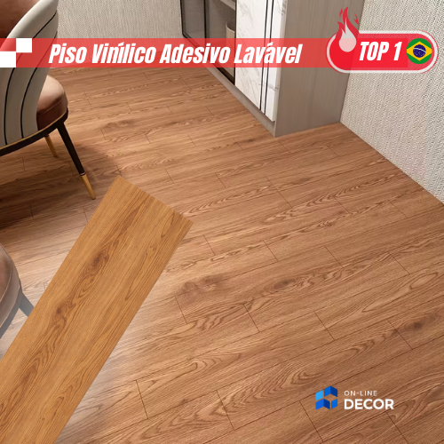 Kit Placas Piso Painel Revestimento Auto Colante Mdf Vinílico Adesivo Lavável Madeira 45x11-cm