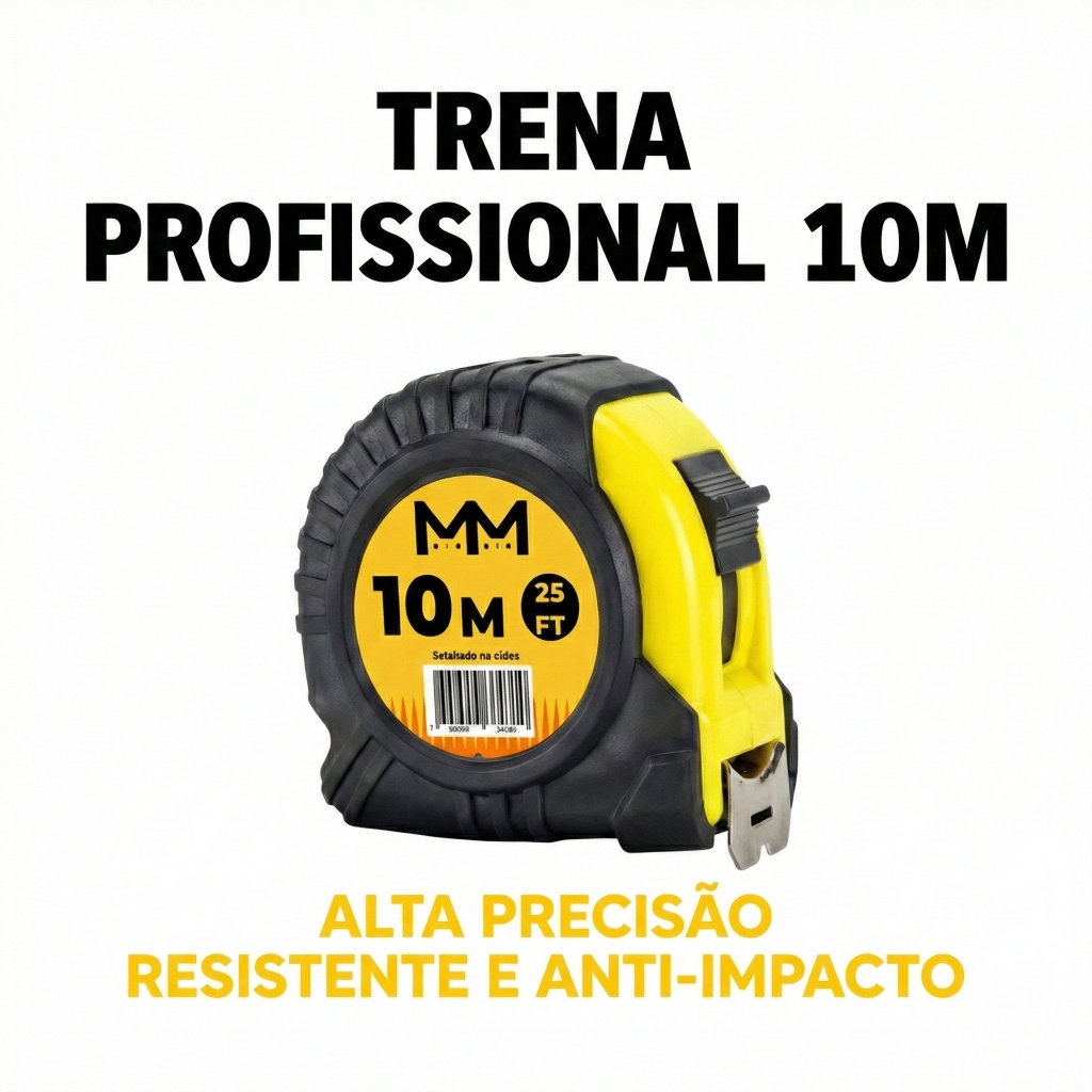 Trena Profissional 10m MiniMen Fita Aço Carbono Alta Precisão Resistente e Anti-Impacto MM-10M