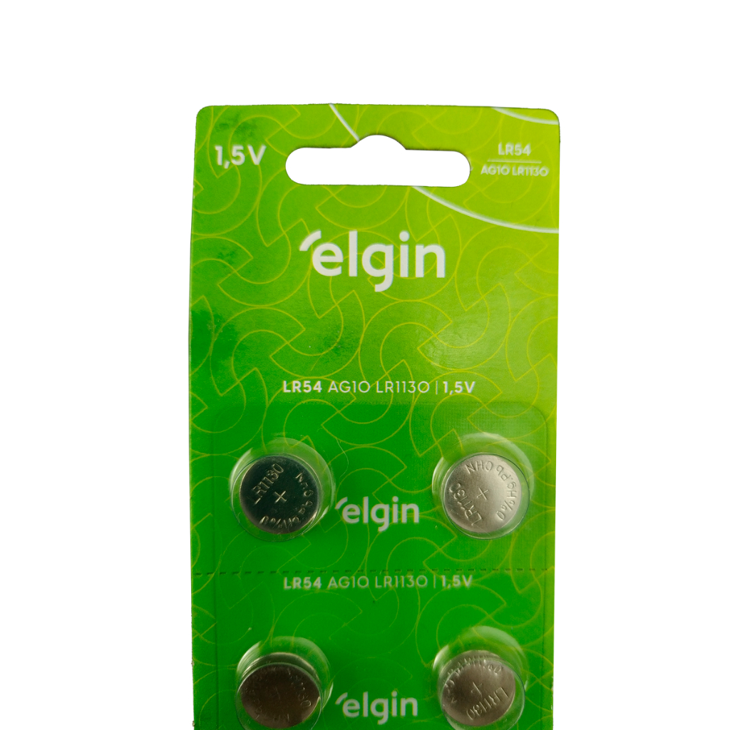 Baterias Alcalinas Elgin LR54 AG10 Lr1130 - Alta Durabilidade e Ecológicas, 10 Pilhas