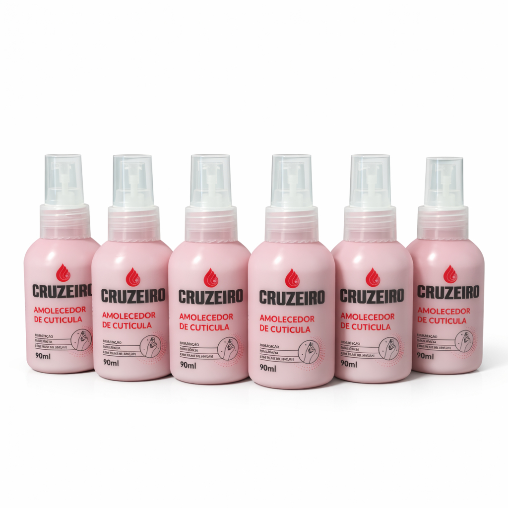 Conjunto 6 Amolecedor Cutícula Creme Cosmético Beleza Feminina Moda Cruzeiro Manicure Hidrata 90mL
