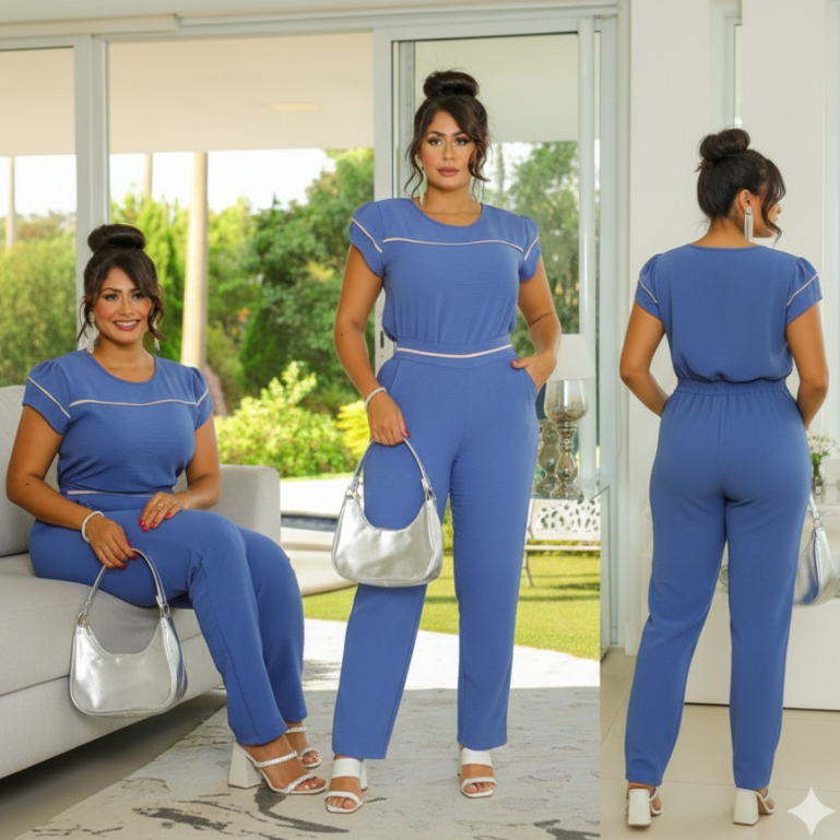 Conjunto Feminino Tecido Duna  Ideal Para Seu Dia A Dia