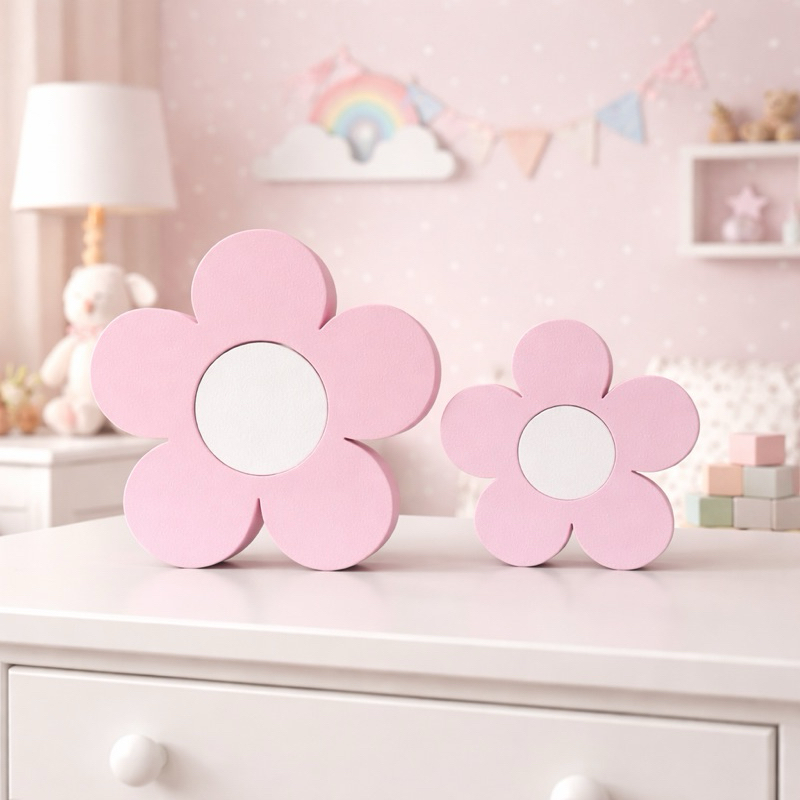 Kit 2 Flores Decorativas Infantil – Decoração Quarto Bebê Minimalista
