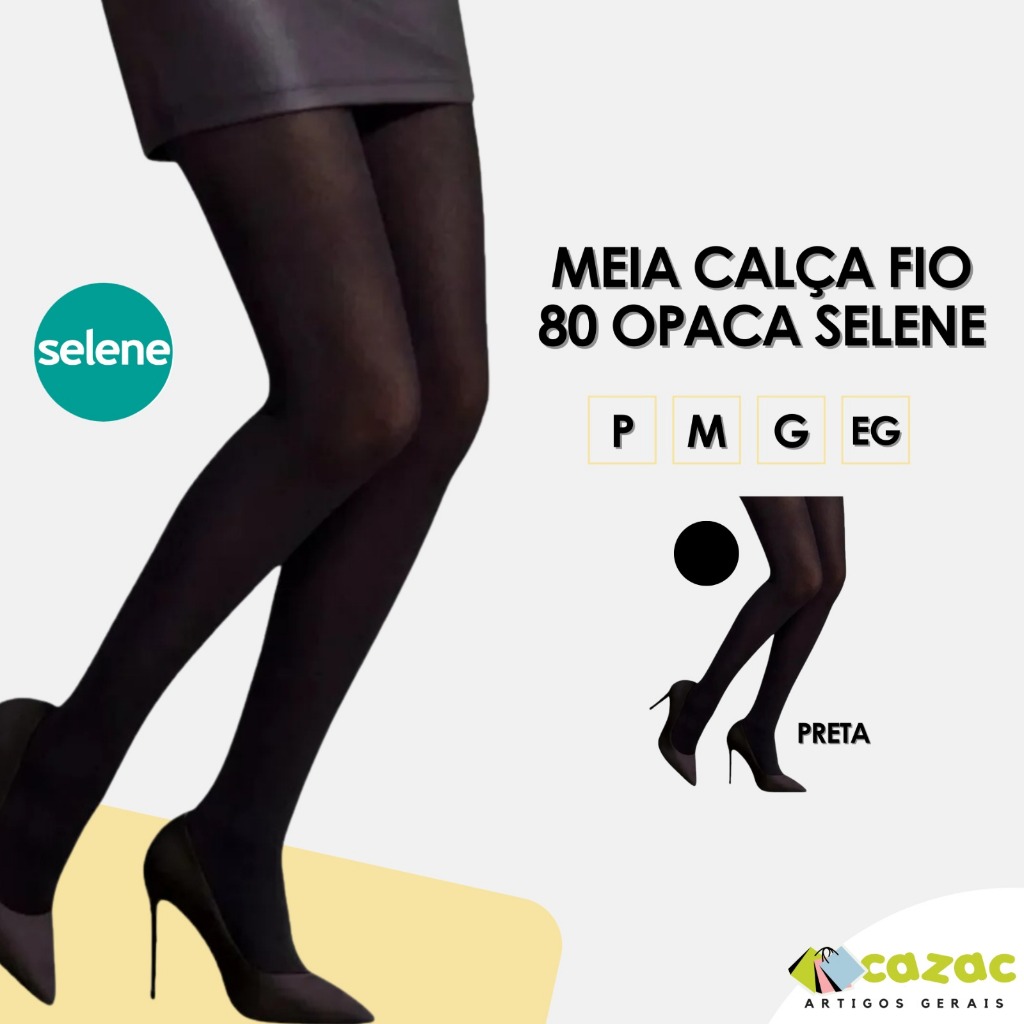 Meia Calça Opaca Feminina Fio 80 Inverno Selene Original Poliamida e Elástano Adulto
