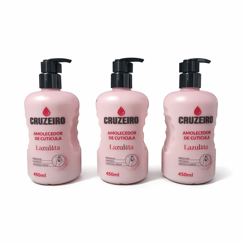 Conjunto 3 Amolecedor 450mL Cutícula Cruzeiro Creme Unhas Beleza Feminina Moda Cosmético Manicure