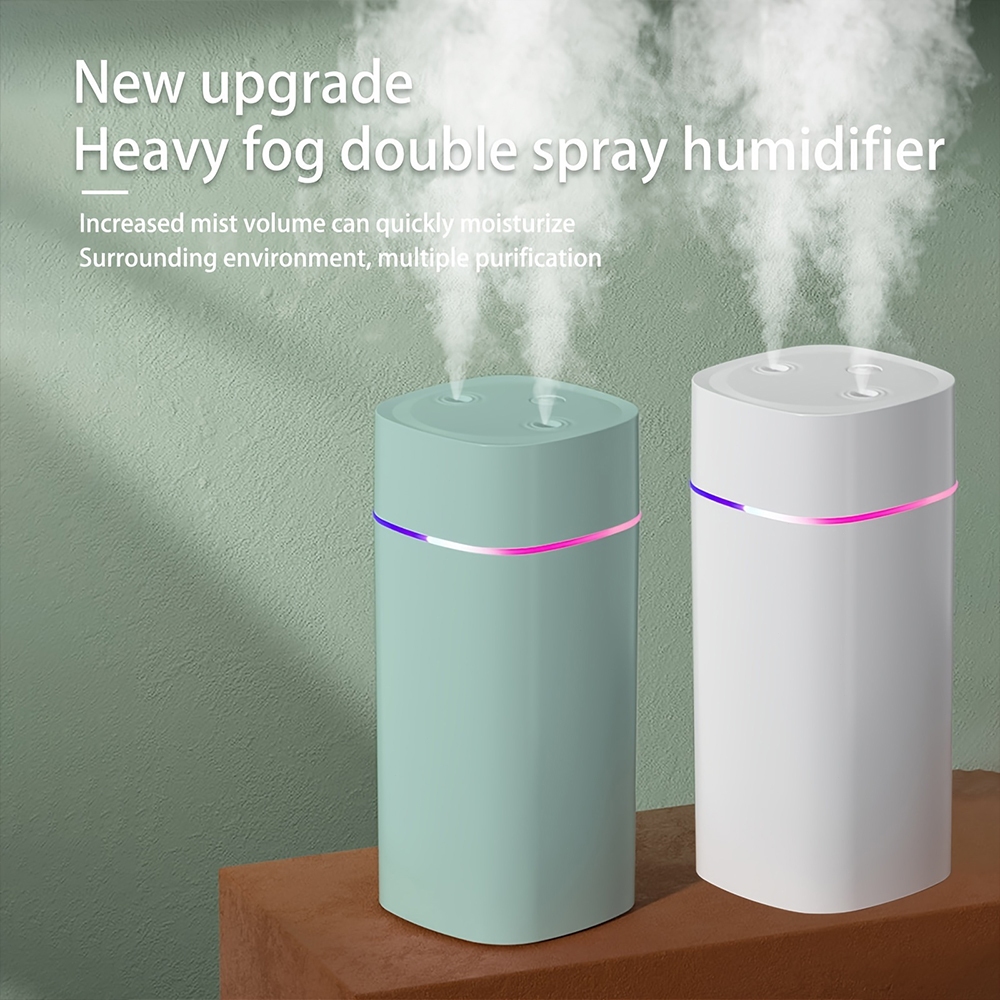 Umidificador De Ar E Aromatizador Com 2 Saídas De Ar E Led 600ml 3 Em 1 Ultrassônico USB Para Quarto