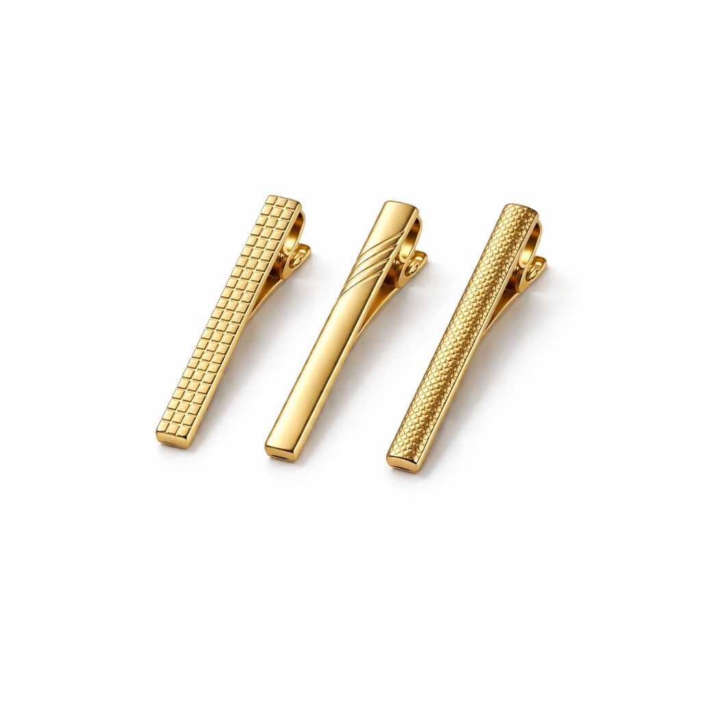 Kit 3 Prendedor De Gravata Slim e Semi Slim Material de Qualidade Aço Prata e Dourado