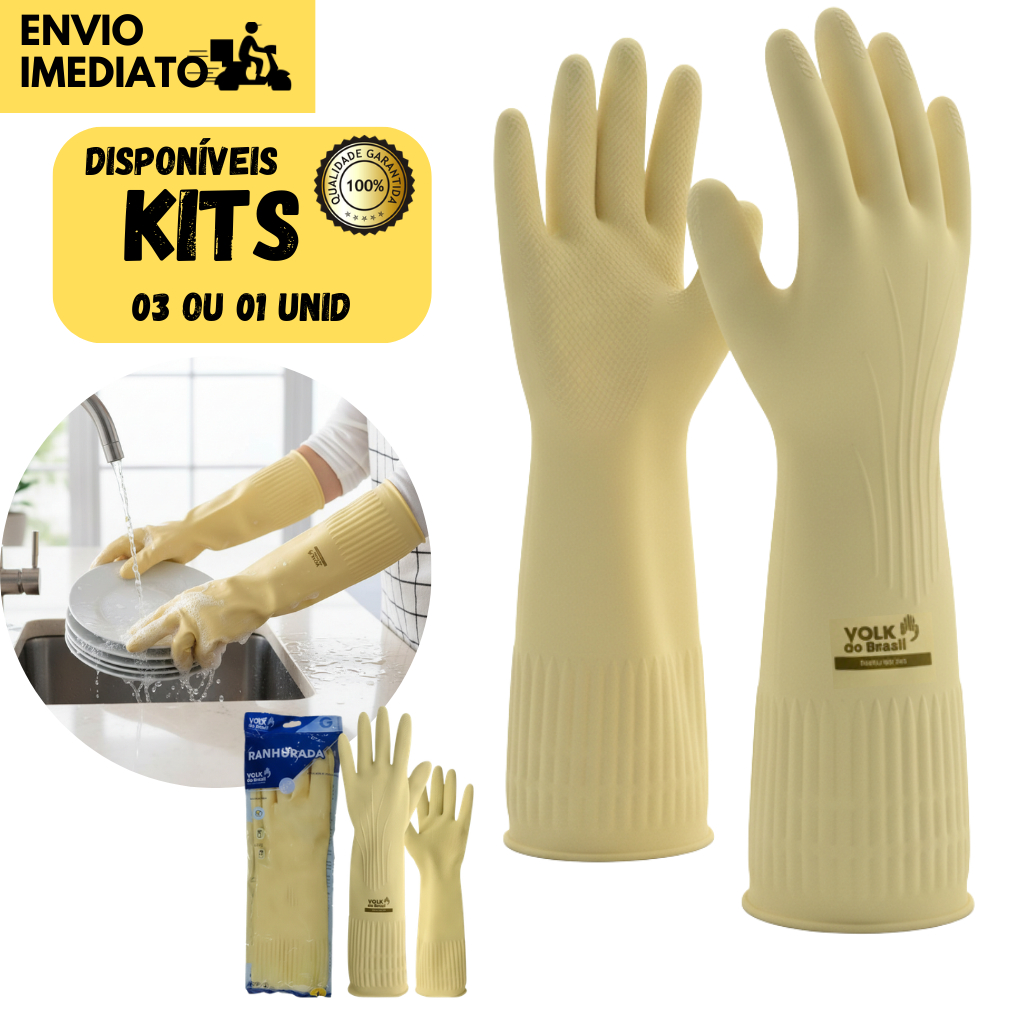 3 Pares ou 1 Par de Luva Ranhurada c/ CA Proteção Antiderrapante Doméstico Trabalho Industrial