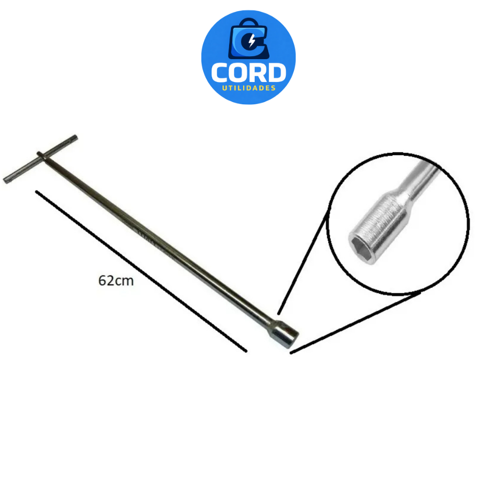 Chave T Longa 10mm Agitador Brastemp/Consul/Electrolux Universal 48/62cm
