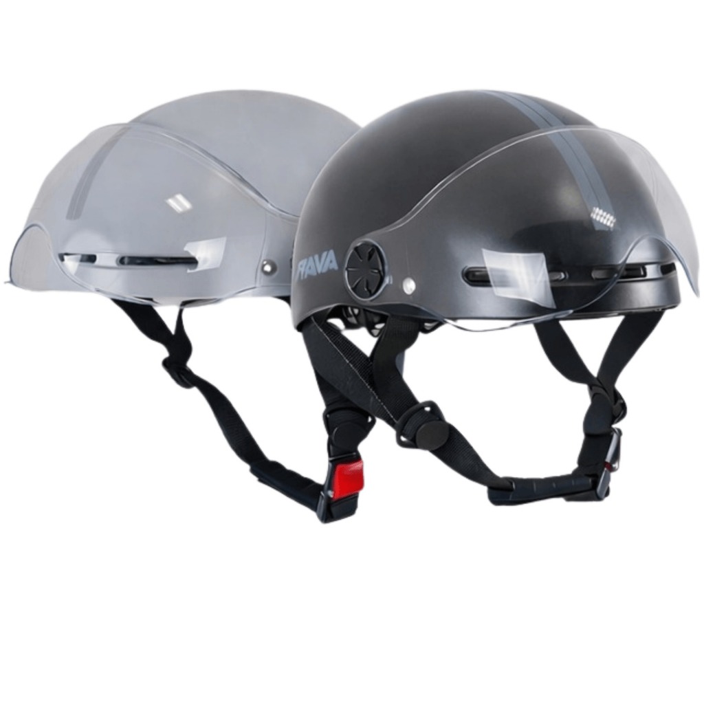 Capacete Coquinho Moto Elétrica E-bike Rava Com Viseira Tamanho 58-62 Preto
