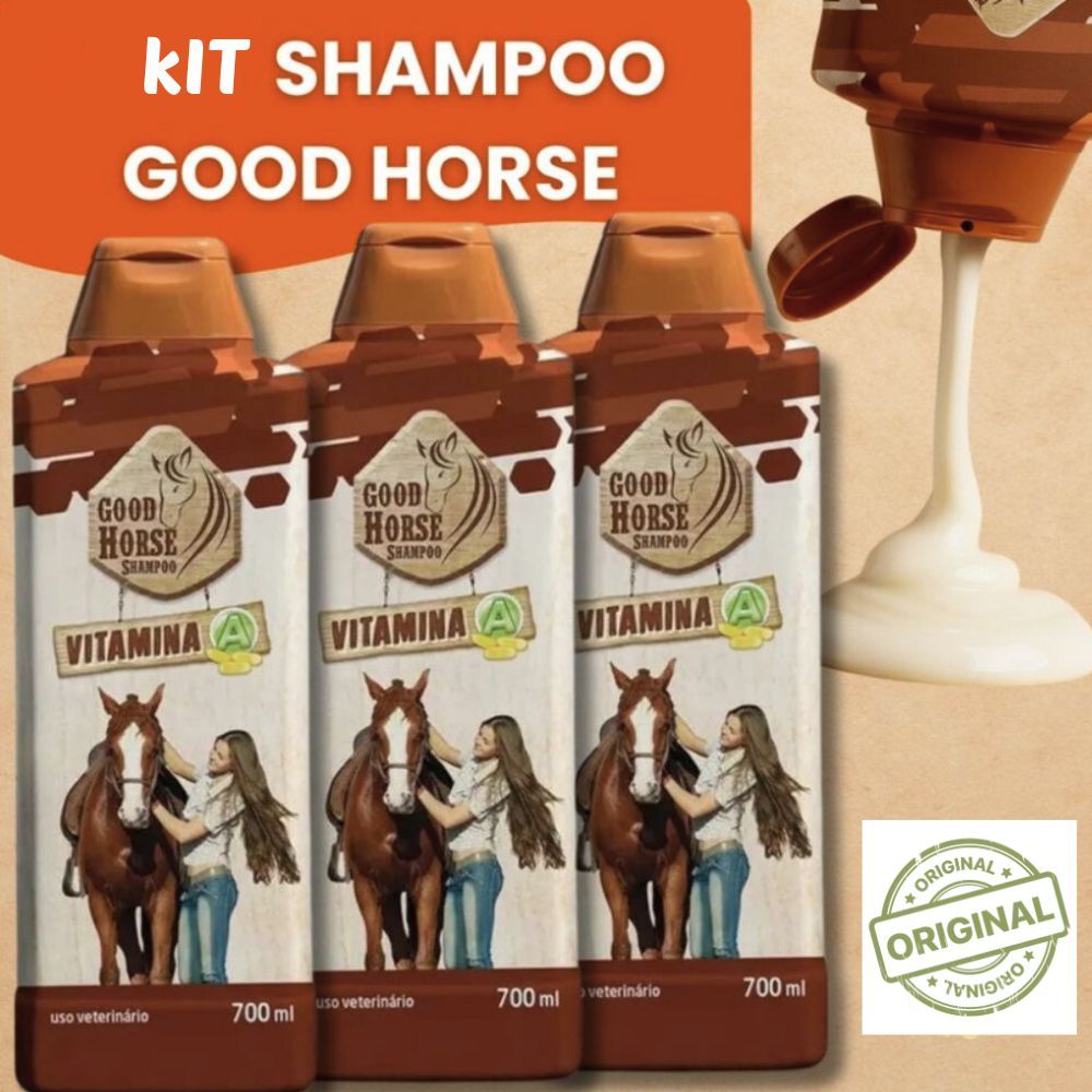 Kit com 2, 3 ou 4 Shampoo Good Horse Original 700ml Cavalo Shampo com Vitamima A Crescimento