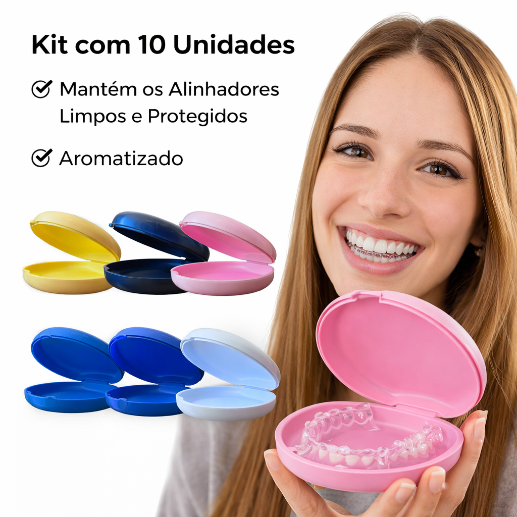 Kit 10 Caixa Estojo Sortidos para Alinhadores , Aparelhos Ortodônticos, Placa Moldeira Bruxismo Dental c/10 - Nova OGP