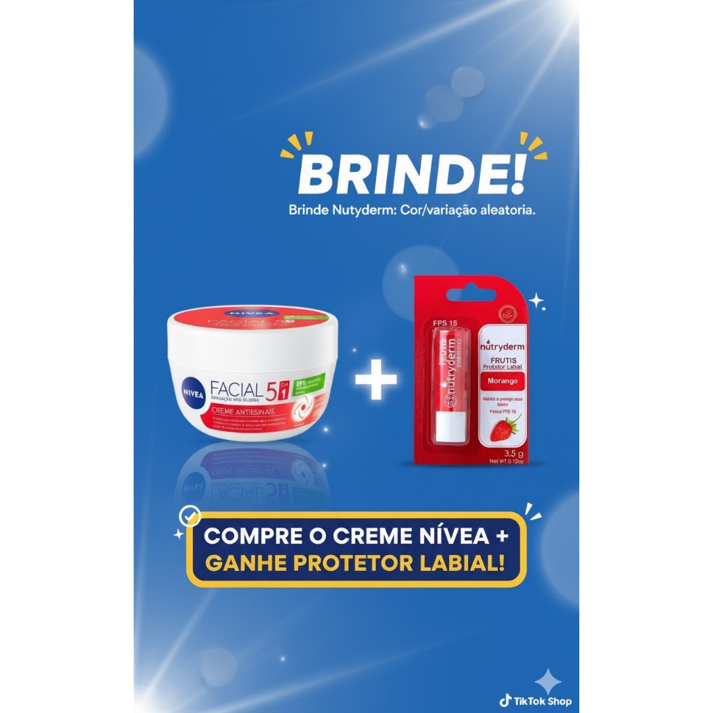 NIVEA Creme Facial  Antissinais 50G +  BRINDE 1 Und Labial Nutryderm 3,5g Sabores