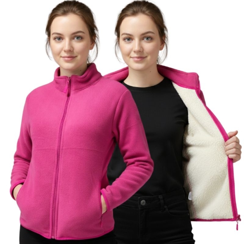 Jaqueta Feminina Fleece Polar Totalmente Forrada Bolso Interno Inverno
