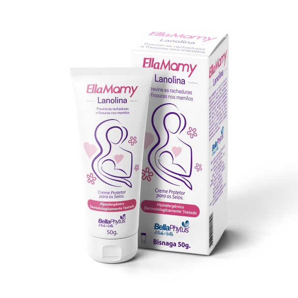 Ellamamy Creme de Lanolina 50g Proteção para os seios Previne Rachaduras e Fissuras - BellaPhytus