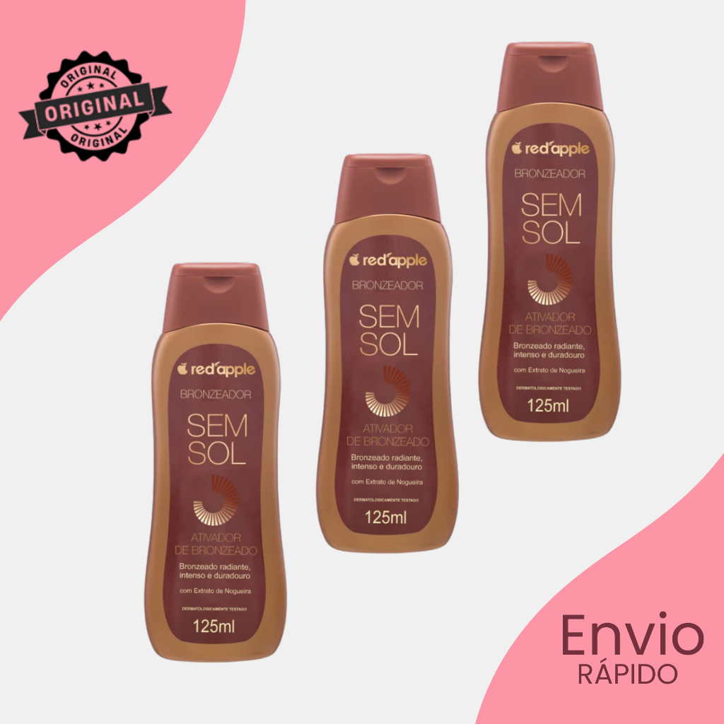 Bronzeador AutoBronzeador Sem Sol 125ML - Red Apple Kit 3 Unidades