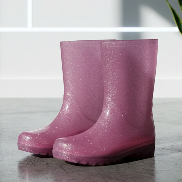 Galocha infantil Botinha de Chuva Cano Longo  Transparente Meninos e Meninas Kids Moderno