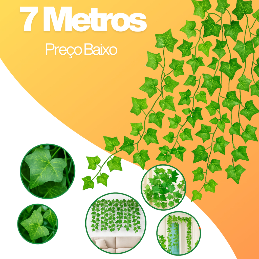 7 Metros Heras Trepadeira Artificial Verde Realista Pacote