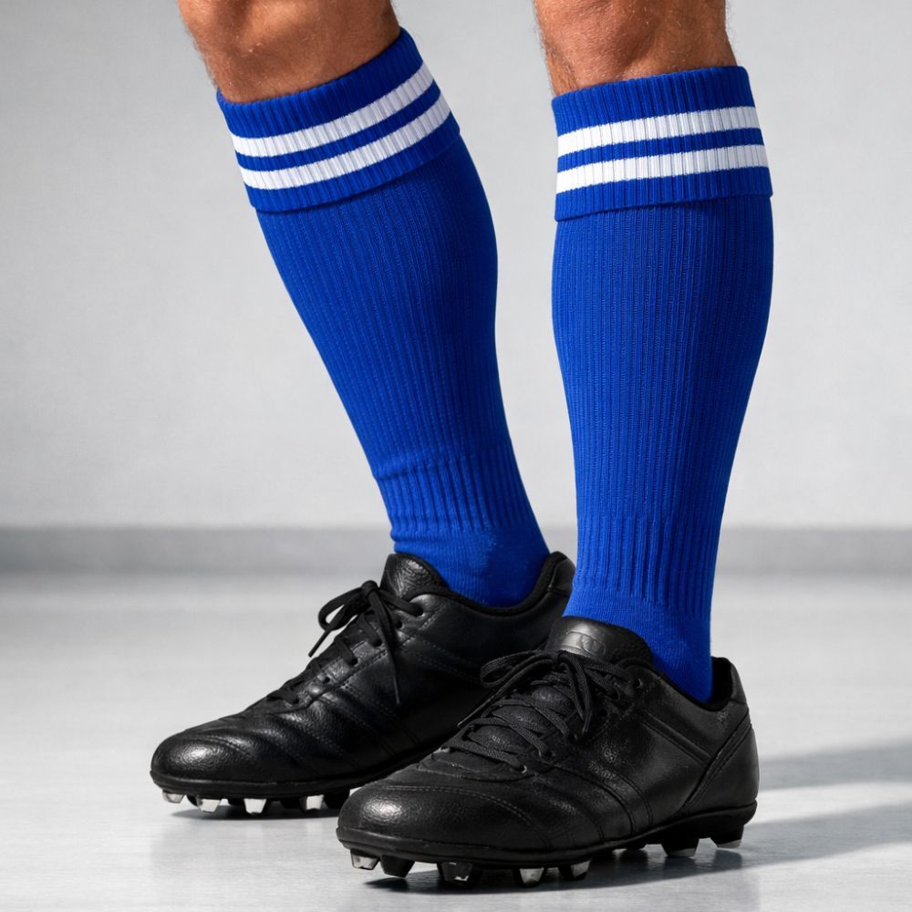 Meião Futebol Listrado Cano Alto Profissional Adulto e Juvenil Kit 1/3/5 Pares Treino e Jogo Alta Compressão 37 ao 43