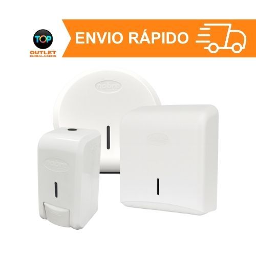 Kit Dispenser p/ Banheiro Toalha Sabonete Interfolha Higiênico Rolão Refil Cozinha Escritório
