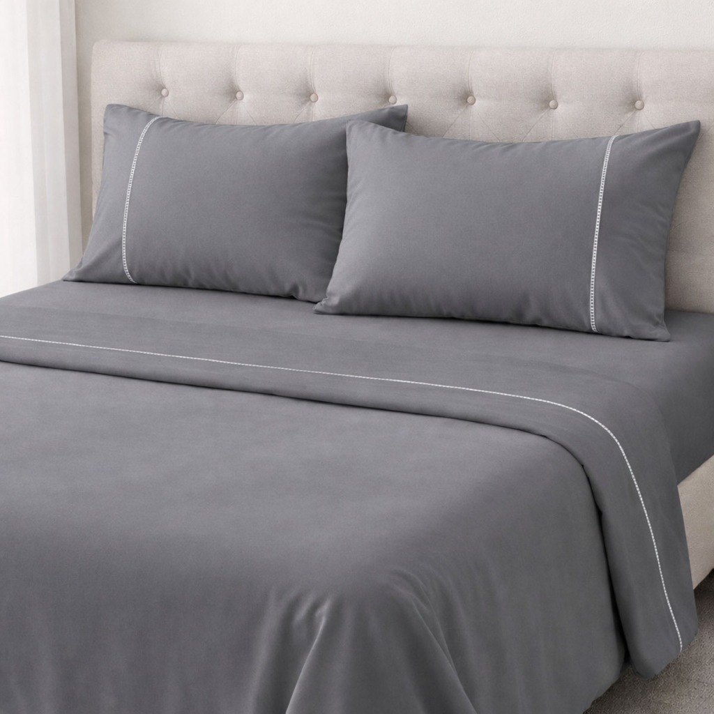 Jogo de Lençol Casal 3 Peças Elástico Micropercal 400 Fios Liso Kit Cama Fronha Travesseiro188cm