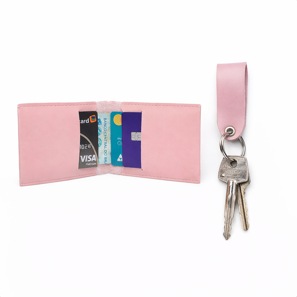 Kit Porta Cartão Feminino Masculino Carteira + Chaveiro Courino para Brindes Revenda