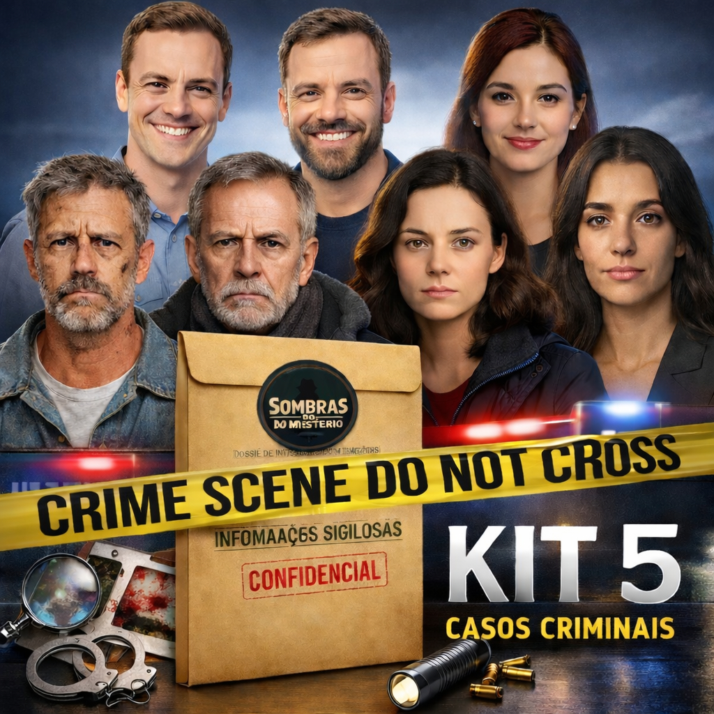 Kit 5 Casos Criminais  Sombras do Mistério  Jogo de Detetive e Investigação Policial Crime