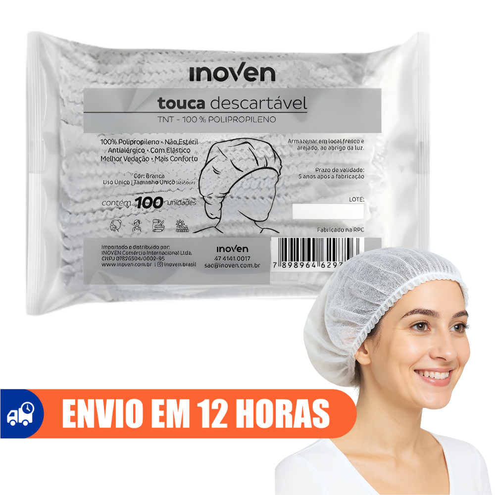 500un Touca Descartavel Tnt Com Elastico Branca