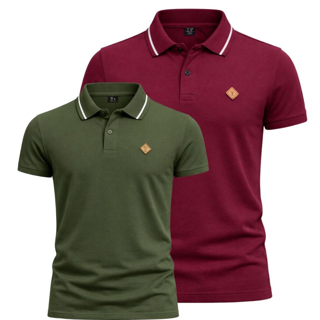 Kit 2 Camiseta Gola Polo Masculina 100% Algodão Do P Ao G3